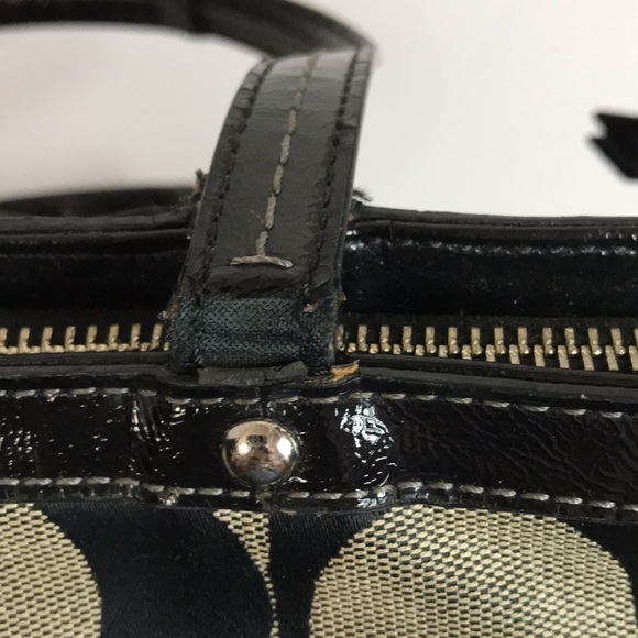 COACH E1321-F21950 Signature Stripe Kisslock Carryall Handbag Purse Satchel - Picture 12 of 17